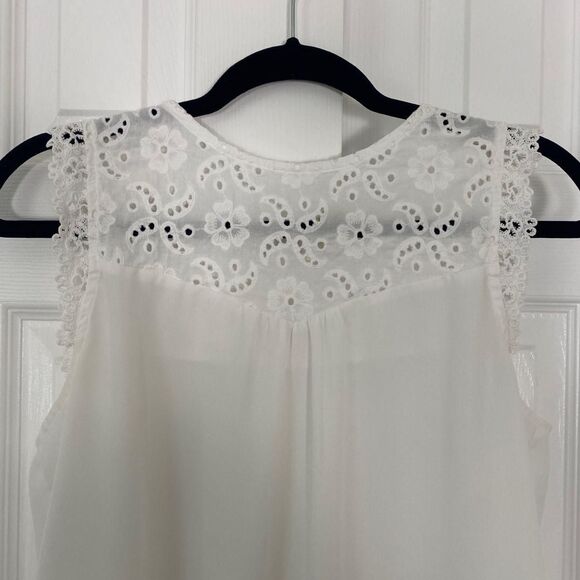 Monteau Coquette White Lace Neck Tank Top L - Picture 3 of 7